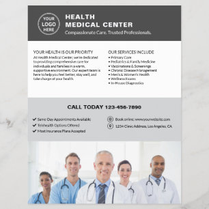 Logo Foto QR Grau Arzt Gesundheitsklinik Flyer