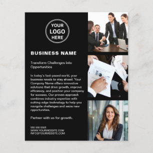 Logo Foto QR Modern Schwarz Unternehmensgeschäft Flyer
