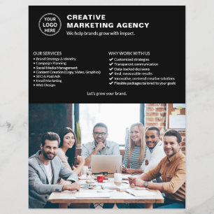 Logo Foto QR Schwarz Marketing Kreatives Geschäft Flyer