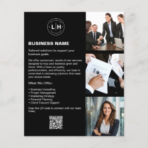 Logo Foto QR Schwarz Professionell Geschäftlich Flyer