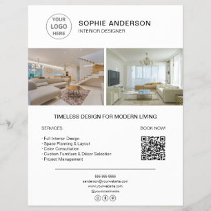 Logo-Foto QR Weiß Geschäft Inneneinrichter Flyer