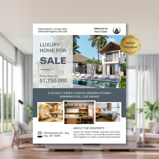 Logo Foto Real Anwesen House for Sale Template Flyer (Von Creator hochgeladen)