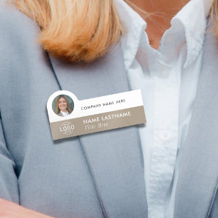 Logo-Foto Stylisch Einfaches Beige Weißes Geschäft Namensschild