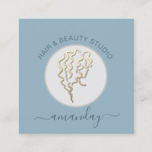 Logo-Friseur Makeup Artist Blue QR-Code Quadratische Visitenkarte