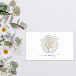 Logo Friseur Makeup Artist Blue QR Code Weiß Visitenkarte