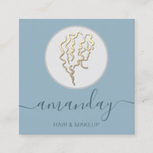 Logo-Friseur Makeust Artist Gray Smoky Blau Quadratische Visitenkarte
