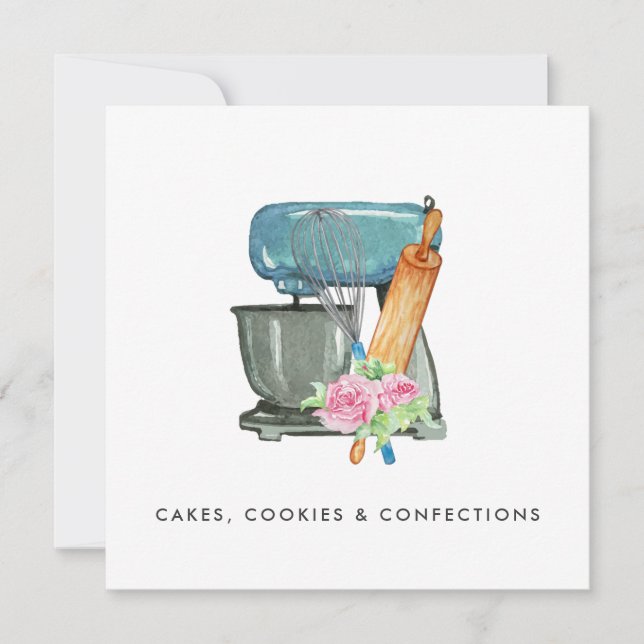 Logo für Aquarellbäckerei | Floral Digital Downloa Einladung (Vorderseite)