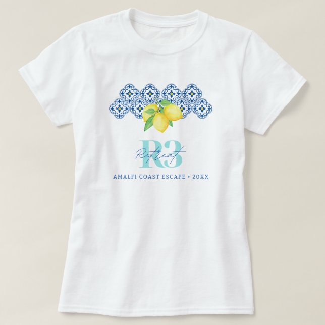 Logo für Aquarellfarben Lemon Mediterranean Tile C T-Shirt (Design vorne)