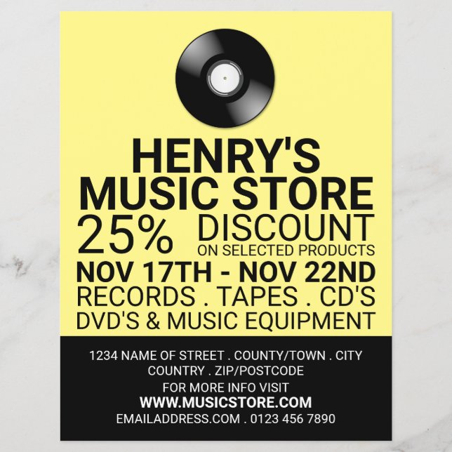 Logo für Aufnahmen, Musik-Store-Werbung Flyer (Vorne)
