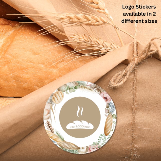 Logo für Bäckerei Runder Aufkleber (Bakery Logo Boho Classic Round Sticker)