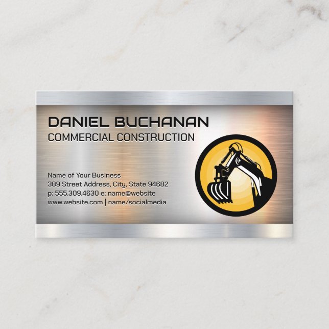 Logo für Baufahrzeuge | Metall Visitenkarte (Vorderseite)