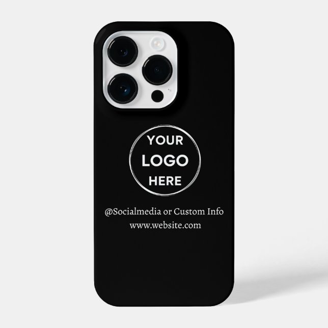 Logo für benutzerdefinierte schwarze Unternehmen iPhone 14 Pro Hülle (Rückseite)