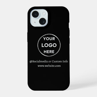 Logo für benutzerdefinierte schwarze Unternehmen iPhone 15 Hülle