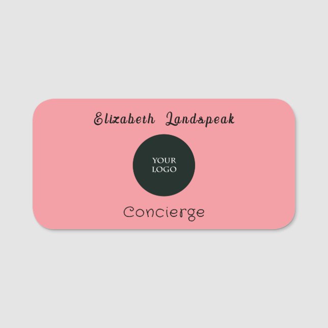 Logo für benutzerdefinierte Unternehmen Chic Pink  Namensschild (Vorderseite)