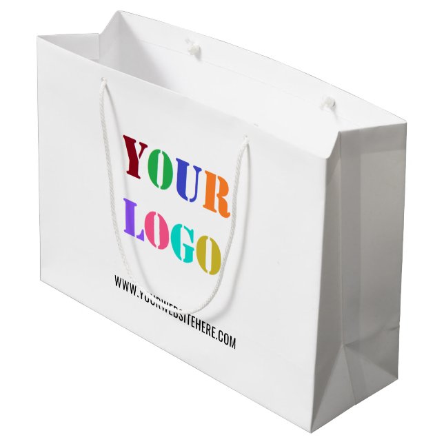 Logo für benutzerdefinierte Unternehmen Geschenktü Große Geschenktüte (Rückseite Schrägansicht)