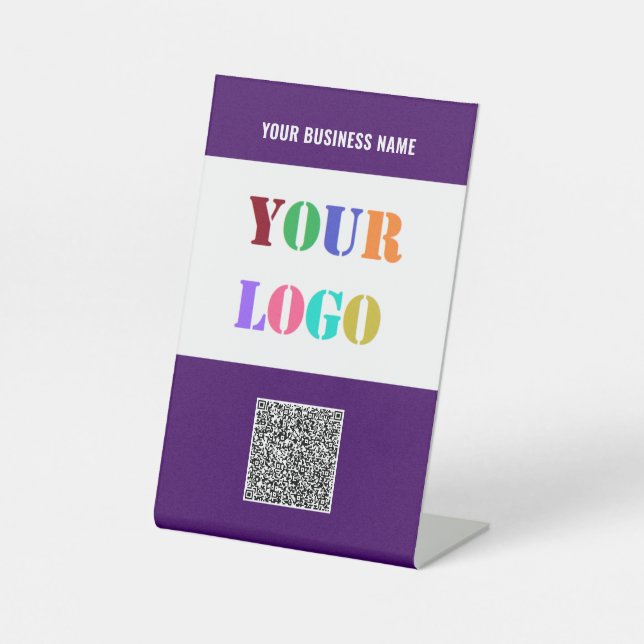 Logo für benutzerdefinierte Unternehmen und QR-Cod Sockelschild (Vorderseite)