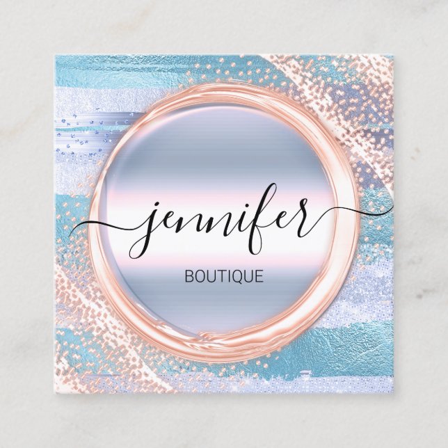 Logo für berufliche Makeup-Künstler-Rose Quadratische Visitenkarte (Vorderseite)