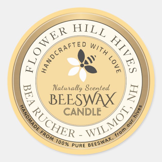 Logo für Bienen und Blume Runder Aufkleber (Vorderseite)