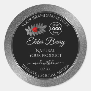 Logo für Black Silver Glitzer-Produktetiketten Lad Runder Aufkleber