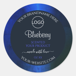 Logo für das elegante blaue Marmormuster Runder Aufkleber