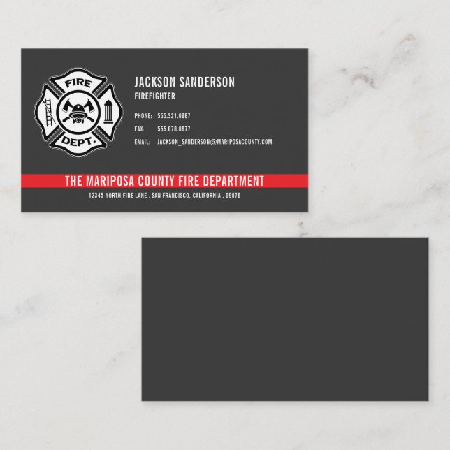Logo für das Feuerwehrteam der Custom Fire Departm Visitenkarte (Vorne/Hinten)