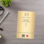 Logo für das Gold-Geschäft Qr-Code, benutzerdefini Flyer<br><div class="desc">Ein Imitat goldener Hintergrund. Personalisieren Sie Ihr Firmenlogo,  Ihren Namen,  Ihre Adresse,  Ihren Text,  Ihren eigenen QR-Code und fügen Sie ihn Ihrem Instragentenkonto hinzu. Sie können auch Text auf der Rückseite hinzufügen.</div>