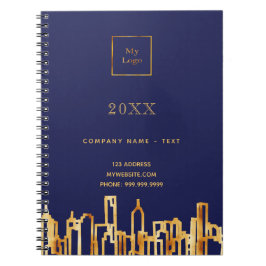 Logo für das Skyline-Geschäft in blauem Gold Notizblock