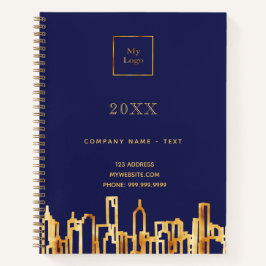 Logo für das Skyline-Geschäft in blauem Gold Notizbuch