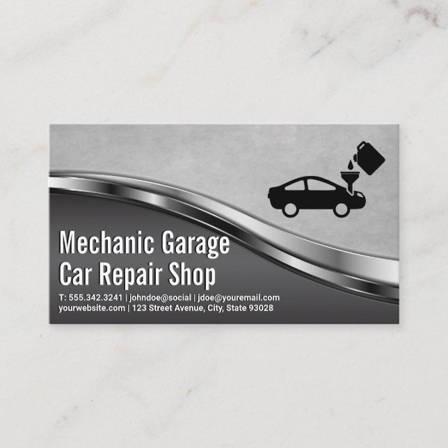 Logo für den Ölwechsel | Mechanische Garage Visitenkarte (Vorderseite)