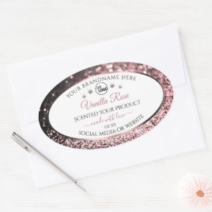 Logo für den White Rosegold Glitzer Logo-Bereich Ovaler Aufkleber
