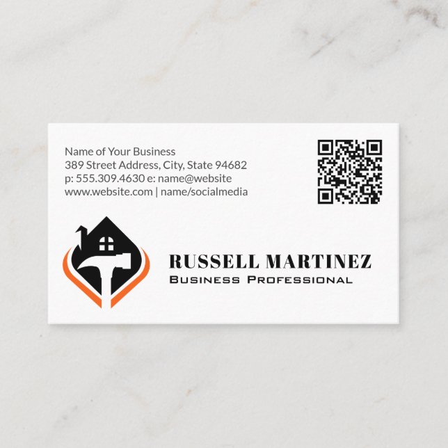 Logo für den Zimmerservice | QR Code Business Card Visitenkarte (Vorderseite)