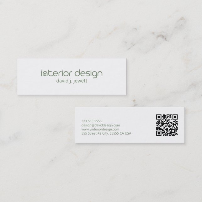 Logo für Design-Design-Seite "Sage green Minimalal Mini Visitenkarte (Vorne/Hinten)