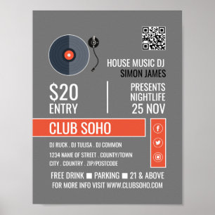 Logo für die Aufnahme, Berufliche DJ-Werbung Poster