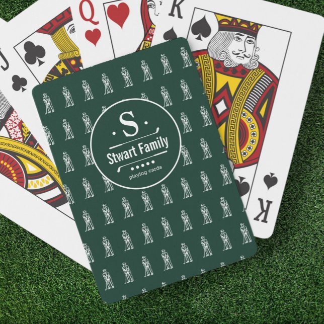 Logo für die Golfer-Familie / Monogram-Grün Spielkarten (Von Creator hochgeladen)