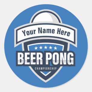 Logo für die individuell anpassbare Bierpong-Meist Runder Aufkleber