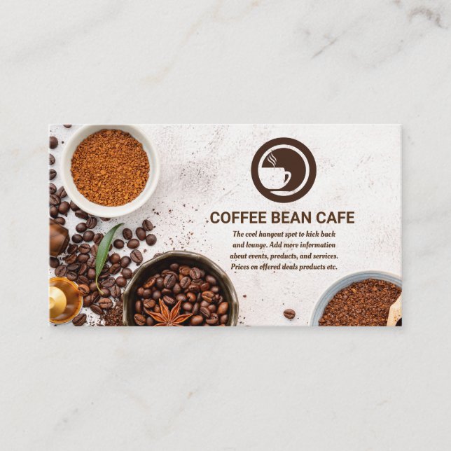 Logo für die Kaffee-Tasse | Kaffeebohnen Visitenkarte (Vorderseite)