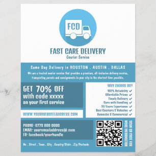 Logo für die Kurierlieferung, Kurierdienstwerbung Flyer