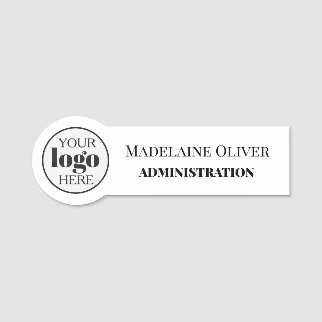 Logo für die Mitarbeiterverwaltung Weiß Schwarz Namensschild (Vorderseite)