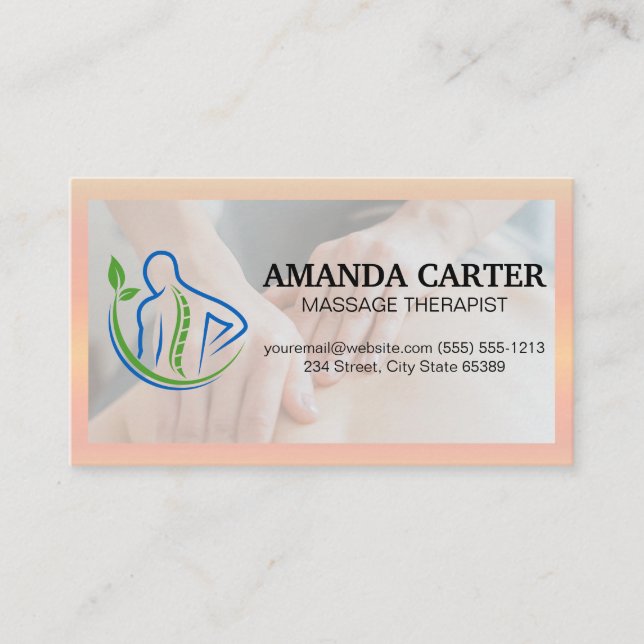 Logo für die Rücktherapie | Massagesitzung Visitenkarte (Vorderseite)