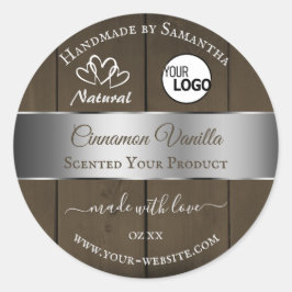Logo für die Silver Dark Brown Wood Grain Product  Runder Aufkleber