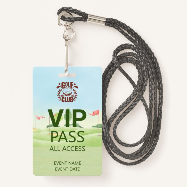 Logo für die VIP PASS Golf Club League Ausweis (Vorderseite mit Schlüsselband)