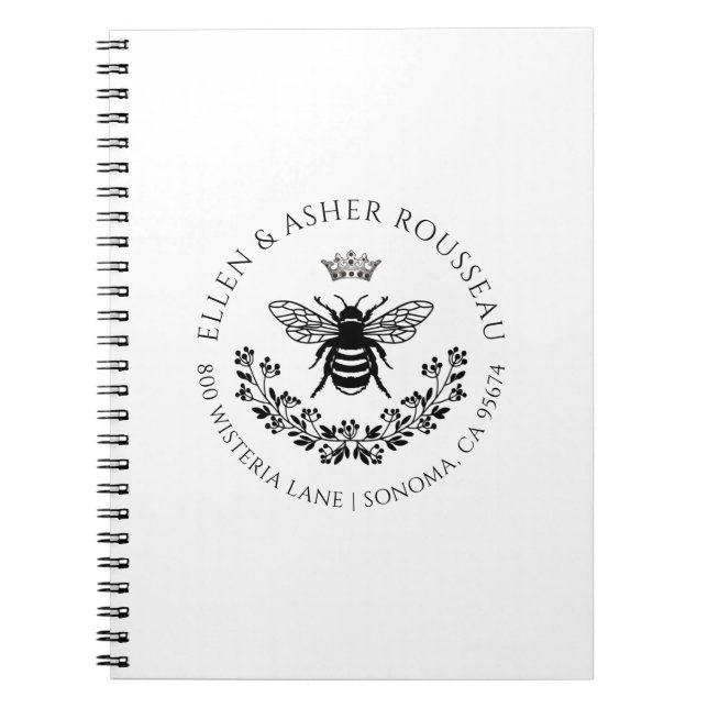 Logo für Elegant Bee Floral Newlyweds Notizblock (Vorderseite)