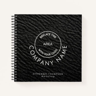 Logo für Firmenmitarbeiter QR Black Imitats Leathe Notizbuch