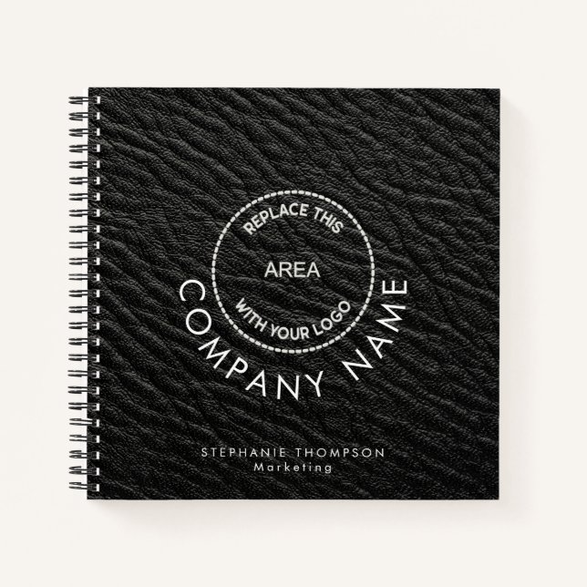 Logo für Firmenmitarbeiter QR Black Imitats Leathe Notizbuch (Vorderseite)