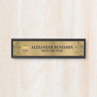 Logo für Firmennamen Gold Schwarze Elegante Türschild
