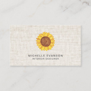 Logo für gelbe Sonnenblumen in Aquarellfarben auf  Visitenkarte