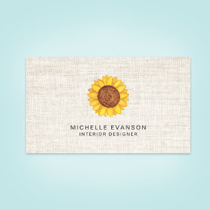 Logo für gelbe Sonnenblumen in Aquarellfarben auf  Visitenkarte