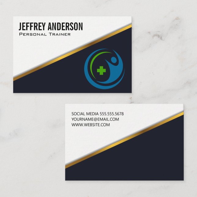 Logo für Gesundheit | Gold Trimm Black Visitenkarte (Vorne/Hinten)