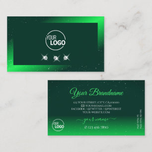 Logo für glänzende Smaragdgrüne glänzende Diamante Visitenkarte