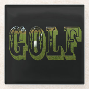 Logo für Golffotos mit Ballen, Glasuntersetzer